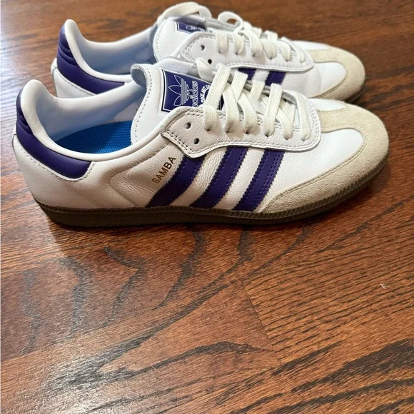Adidas Samba OG White and Purple Shoes - Picture 1 of 5